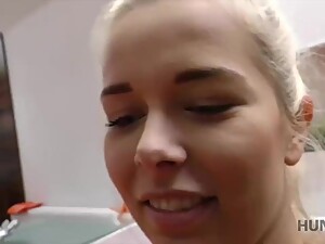 HUNT4K. Cuckold gets paid well for his gorgeous blonde-haired girl