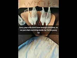 We ran out of condoms, so the guys decided cum deep inside my wife fertile pussy![Cuckold.Snapchat]