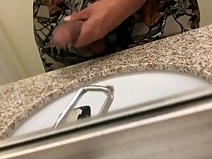 Young hung bbc milks cock in hotel sink