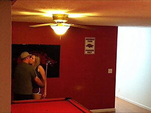 wife gets bent over the pool table and fucked