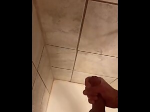 twink cuck finds big dick pics on gfâ€™s phone, jerks huge load in shower